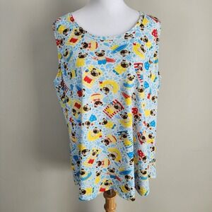 Rickis Pug Dog Tank Top Womens XL Summer Puppy Summer Vacation Resort Dog Lover
